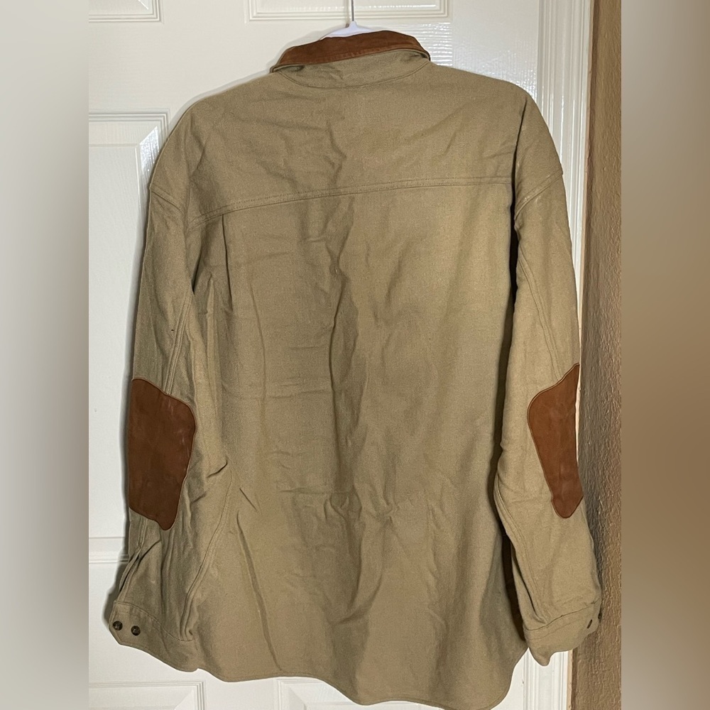 Vintage Woolrich Men's Button Down Wool Shirt Brown XL Elbow Patches‌ - Picture 9 of 10